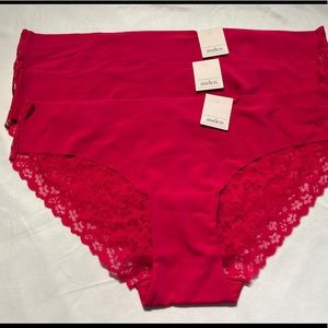 4 NEW Womens Laser Cut Cheeky Bikini Panties Pink Lace Auden Size L (12-14) NWT